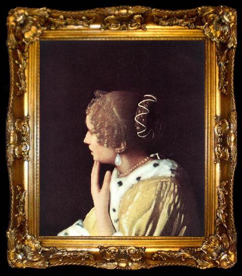 framed  VERMEER VAN DELFT, Jan Lady with Her Maidservant Holding a Letter (detail)  iyt, ta009-2